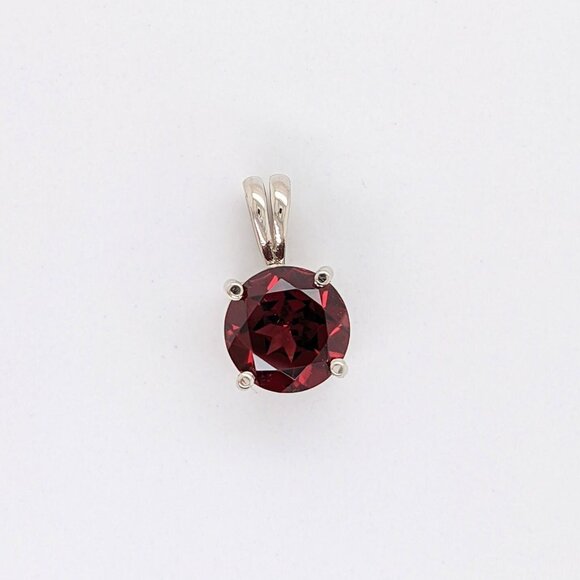 Madagascar Garnet Pendant in Solid 14K Gold with Rabbit Bail | 8mm Round Shape - Picture 1 of 7
